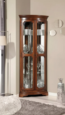 Klassische Möbel Holz Braun Eckvitrine Vitrineschrank Italienische Möbel