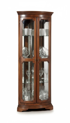 Klassische Möbel Holz Braun Eckvitrine Vitrineschrank Italienische Möbel