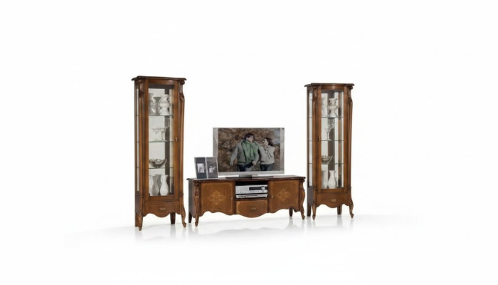 Wohnwand Wohnzimmer Set Vitrine Schrank Regal Set 2x Vitrine Wand Neu
