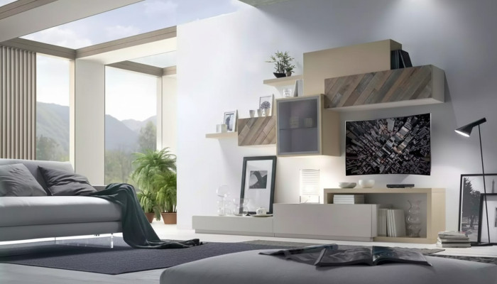 Design Wohnzimmer Set Vitrine Wandregale Wohnwand Regal Schränke 4tlg.