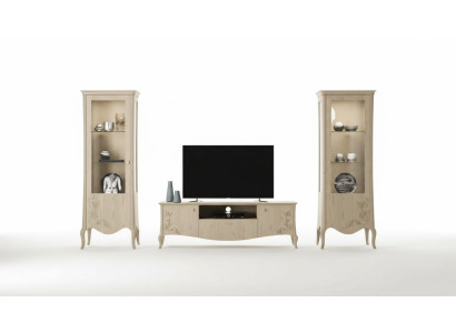 Wohnzimmer rtv Vitrine Anrichte Regal Luxus Wohn Zimmer Beige Set 3tlg.