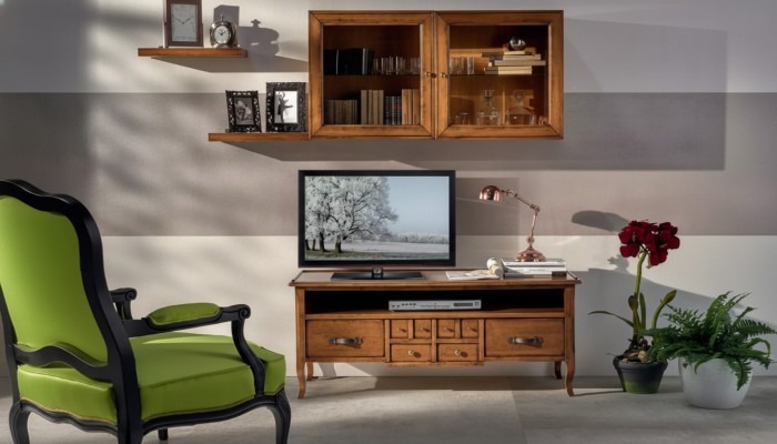 Gruppe Wohnwand RTV Lowboard TV Ständer Modern Braun Wohnzimmer Set