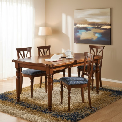 Design Ess Zimmer Stuhl Set Tische 4x Stühle Essgruppe Garnitur 5tlg.