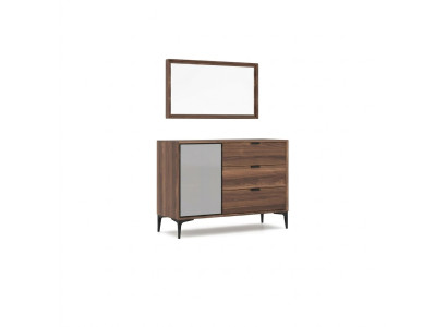 Modern Design Möbel Schlafzimmer Braun Kommode mit Spiegel Luxus