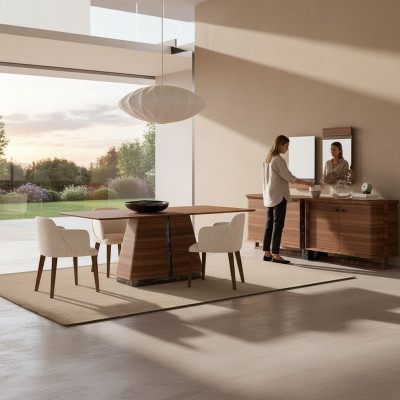 Modern Esszimmer Esstisch 4x Stühle Essgruppe Sideboard Luxus Möbel 2x Spiegel