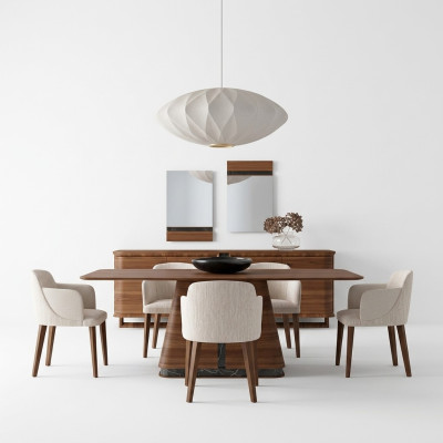 Modern Esszimmer Esstisch 4x Stühle Essgruppe Sideboard Luxus Möbel 2x Spiegel