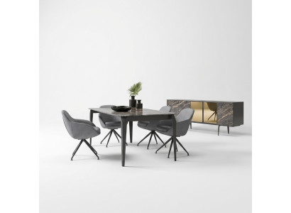 Luxus Esszimmer Komplett Esstisch 4x Stühle Einrichtung Sideboard mit Spiegel
