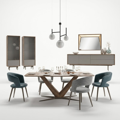 Esszimmer Set 9tlg Esstisch Komplett Stühle 4x Holz Sideboard Neu Holzschrank