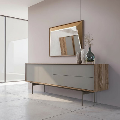 Komplett Esszimmer Sideboard mit Spiegel Design Holzschrank Einrichtung
