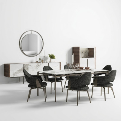 Luxus Esszimmer Set 8tlg Einrichtung Esstisch Stühle 4x Holz Möbel Sideboard