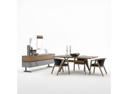 Luxus Esszimmer Set 8tlg Esstisch Komplett Stühle Sideboard mit 2x Spiegel Neu