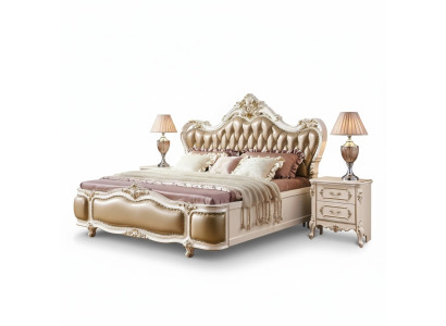 Klassischer Luxus Schlafzimmer Luxus Set 3tlg Bett + 2x Nachttische neu