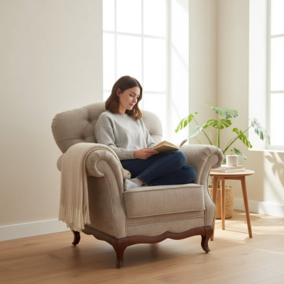 Sessel Muschel Lehne Fernsehsessel Wohnzimmersessel Lounge Relaxsessel