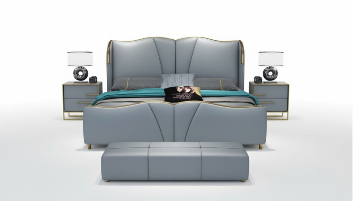Bett 2x Nachttisch 3 tlg. Schlafzimmer Set Design Möbel Modern Luxus Betten Neu
