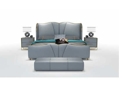 Bett 2x Nachttisch 3 tlg. Schlafzimmer Set Design Möbel Modern Luxus Betten Neu