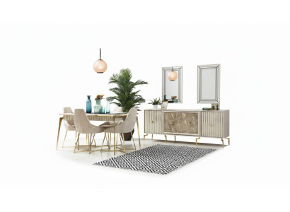Luxus Esszimmer Möbel Esstisch 6x Stühle Sideboard Spiegel 10tlg Neu