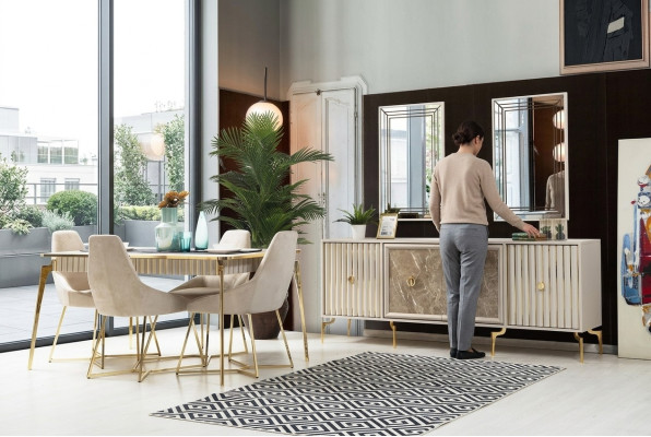 Stilvolle Esszimmer Garnitur Luxus Set Designer Esstisch mit 6x Stühlen