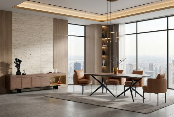 Esszimmer Modernen Set Tisch 4x Stuhle Anrichte Luxus Designer Set