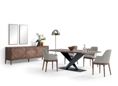 Luxus Set Für Esszimmer 5tlg Tisch 4x Stuhle mit Anrichte Tische Holz