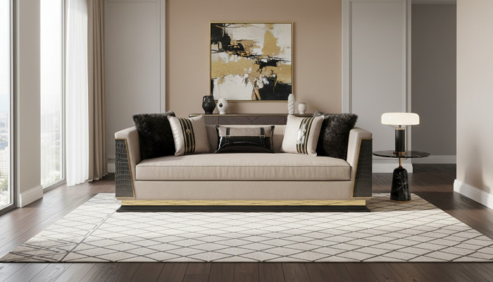 Klassisch Sofa 3 Sitzer Design Wohnzimmer Möbel Dreisitzer Stoffsofa