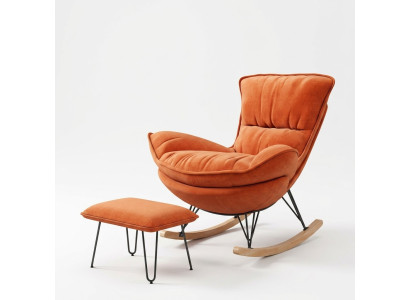 Sessel Design Relax Orange Textil Wohnzimmer Polster Luxus Einsitzer