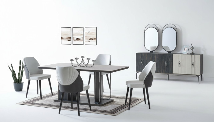 Luxus Esszimmer Set Esstisch 6x Stühle Anrichte Essgruppen Essgruppe 8 tlg