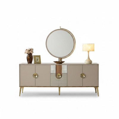 Anrichte Schrank Braun Hochglanz Möbel Holz Luxus Kommode Sideboard