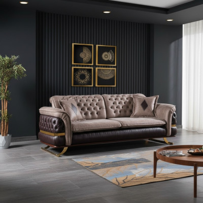 Dreisitzer Design Sofa 3 Sitzer Couchen Textil Chesterfield Sofa 3er Stoff Neu