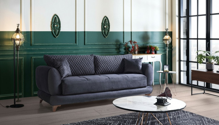 Dreisitzer Couch mit Schlaffunktion Sofa Bett Klappcouch Textil Sofas Couchen