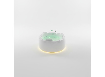 Luxus Whirlpool Badewanne Runde Wanne Licht Wasserfall LED-Beleuchtung 