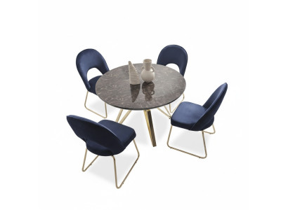 Luxus Esszimmer set Esstisch 4x Stühle Textil Essgruppe Modern Garnitur Neu