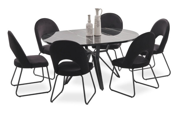 Luxus Esszimmer set Esstisch 4x Stühle Stuhl Textil Essgruppe Garnitur Neu