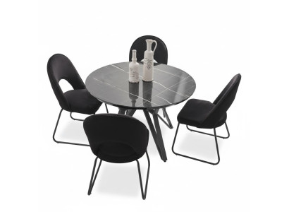 Luxus Esszimmer set Esstisch 4x Stühle Stuhl Textil Essgruppe Garnitur Neu
