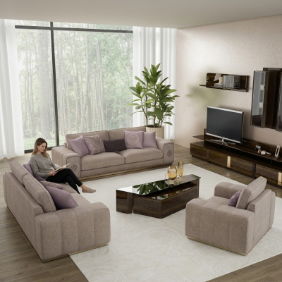 Luxus Einrichtung Sofagarnitur Komplett mit Couchtisch Wohnzimmer Set 5tlg