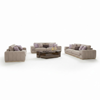 Luxus Einrichtung Sofagarnitur Komplett mit Couchtisch Wohnzimmer Set 5tlg