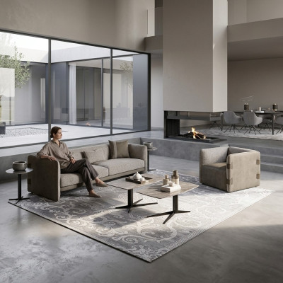 Komolett Set 6tlg Dreisitzer Sofa Neu Sessel 2x Couchtisch Holz 2x Beistelltisch