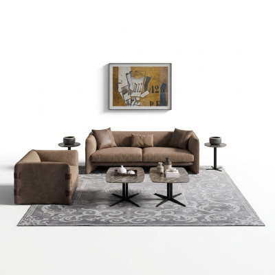 Komplett Möbel 6tlg Modern Dreisitzer Sofa Luxus Sessel Holz 2x Couchtisch