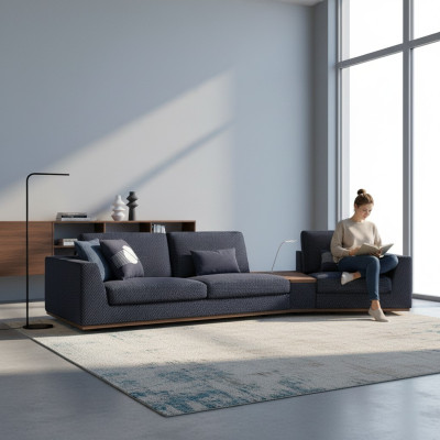 Modern Blau Dreisitzer Sofa Stilvoll Couch Design Möbel Wohnzimmer Neu