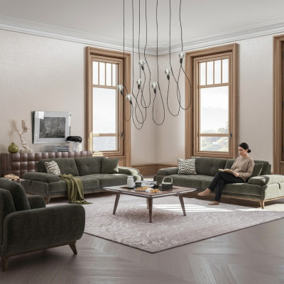 Polstermöbel 4tlg Sofagarnitur Sofa Zweisitzer mit Dreisitzer Luxus Couchtisch