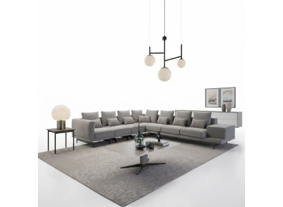 Designer Sofa Couch Ecksofa L-FormTextil Polster Garnitur Wohnzimmer Couchtisch
