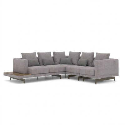  Sofa Couch L-Form Designer Grau Ecksofa Textil Luxus Wohnzimmer Einrichtung