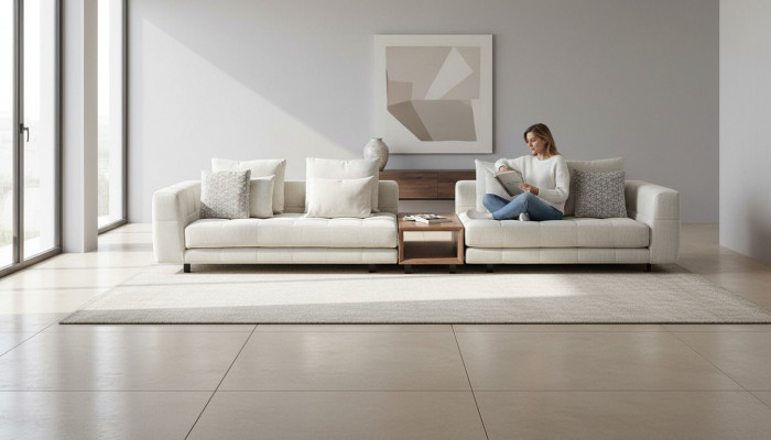 Weißer Viersitzer Modernes Polstersofas Wohnzimmer Designer Couch Neu