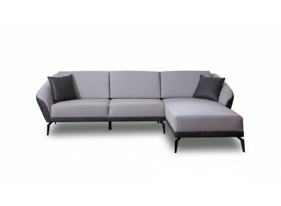 Weiß-Graues L-Form Wohnzimmer Stoffsofa Designer Ecksofa Textil Möbel