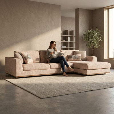 Polstermöbel Beige Ecksofa Luxus Sofa Couch L-Form Relax Polstersofa Wohnzimmer