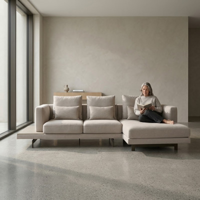 Designer Grau Sofa Couch L-Form Modern Ecksofa Polstermöbel Wohnzimmer