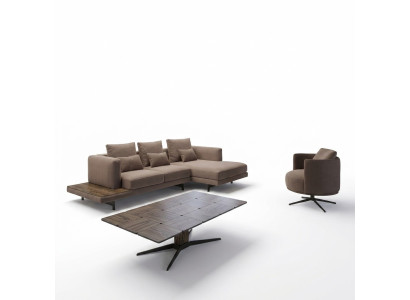Wohnzimmer Set Sofagarnitur Sofa Couch L-Form Sessel olz Couchtisch