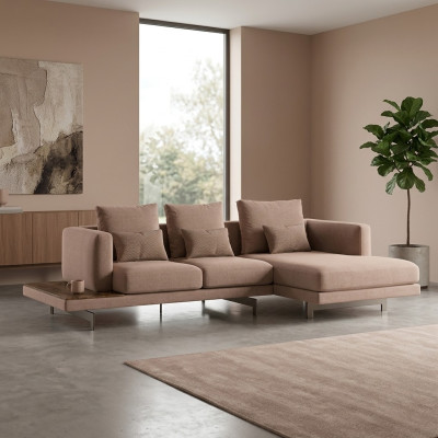 Polstermöbel Ecksofa L-Form Beige Designer Möbel Eck Garnitur Wohnzimmer