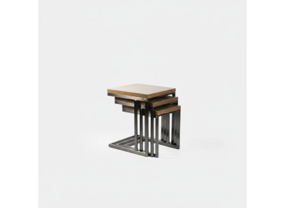 Wohnzimmer 3x Beisteltisch Luxus Holz Tisch Edelstahl Design Möbel Einrichtung