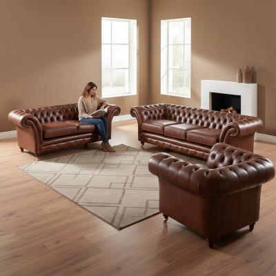 Polstermöbel Couchgarnituren 3tlg Polster Sitz Sessel Chesterfield Sofas Neu