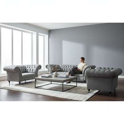 Chesterfield Sofagarnitur 3tlg Polstermöbel Wohnzimmer Luxus Sitz Einrichtung